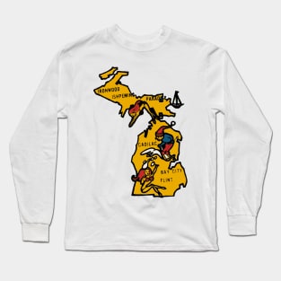 Vintage Style Michigan Decal Long Sleeve T-Shirt